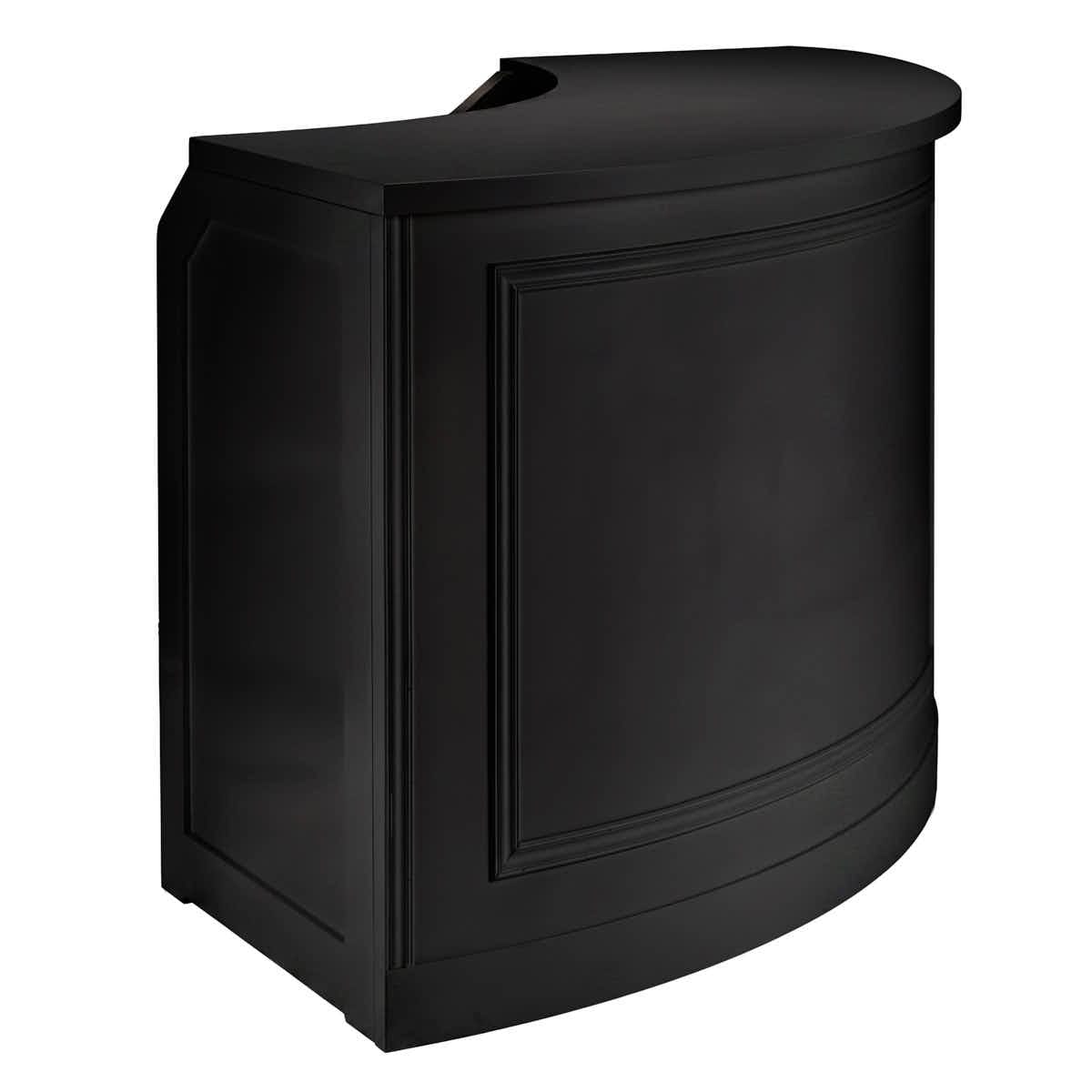 Chivari 7' Black Single Panel Quarter Round Serpentine Bar with HPL Flush Top BAR-SERP-84KTFL-BLK-AX-T