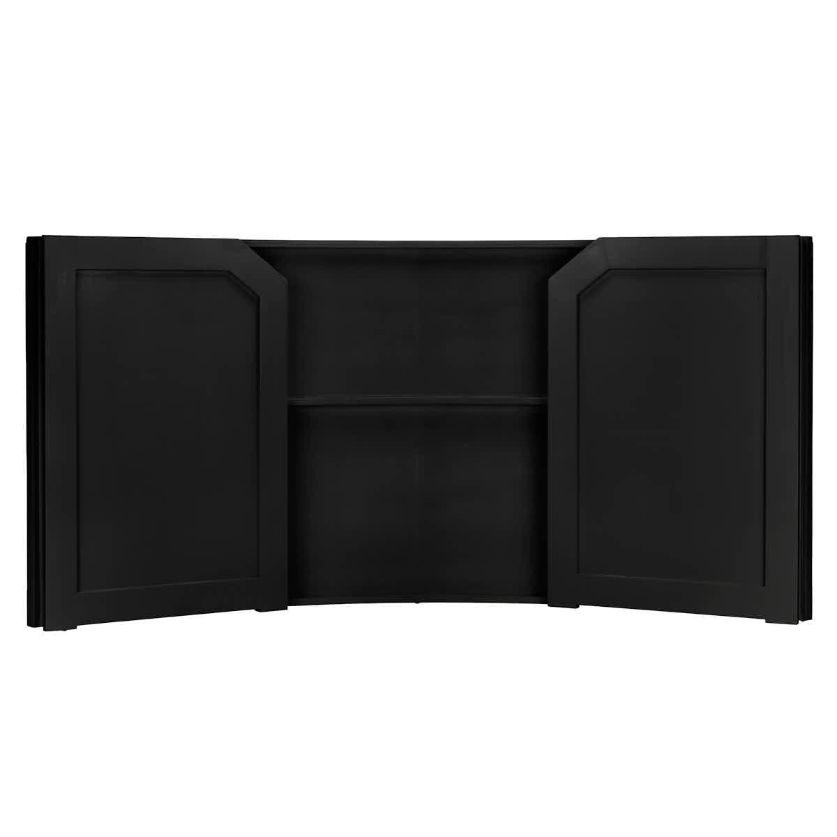 Chivari 7' Black Single Panel Quarter Round Serpentine Bar with HPL Flush Top BAR-SERP-84KTFL-BLK-AX-T