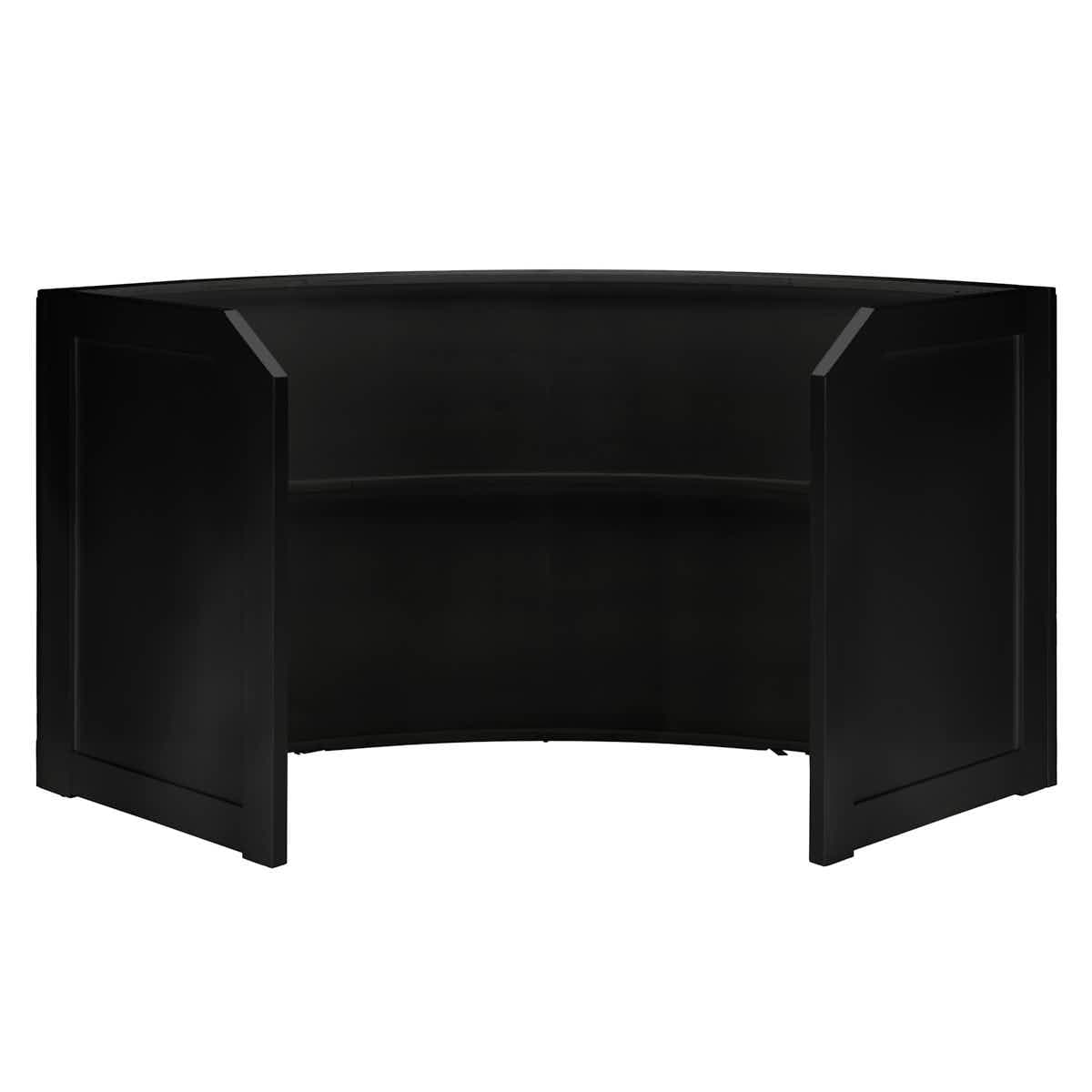 Chivari 7' Black Single Panel Quarter Round Serpentine Bar with HPL Flush Top BAR-SERP-84KTFL-BLK-AX-T