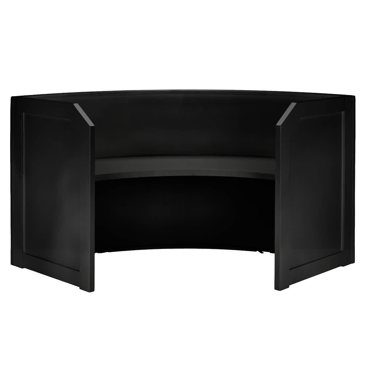 Chivari 7' Black Single Panel Quarter Round Serpentine Bar with HPL Flush Top BAR-SERP-84KTFL-BLK-AX-T