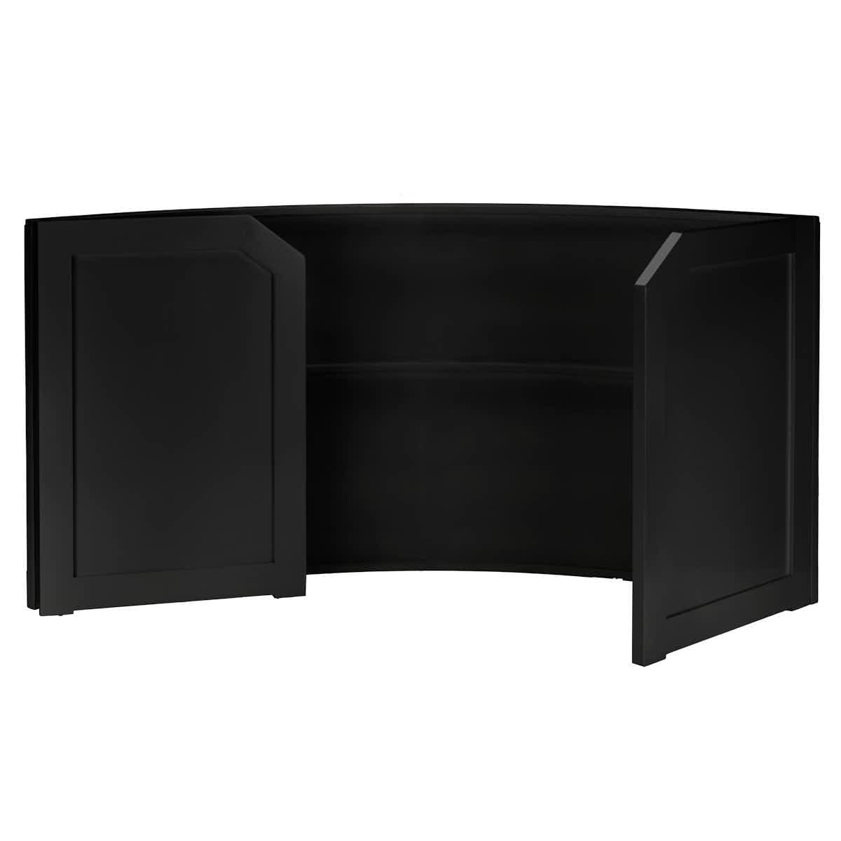 Chivari 7' Black Single Panel Quarter Round Serpentine Bar with HPL Flush Top BAR-SERP-84KTFL-BLK-AX-T