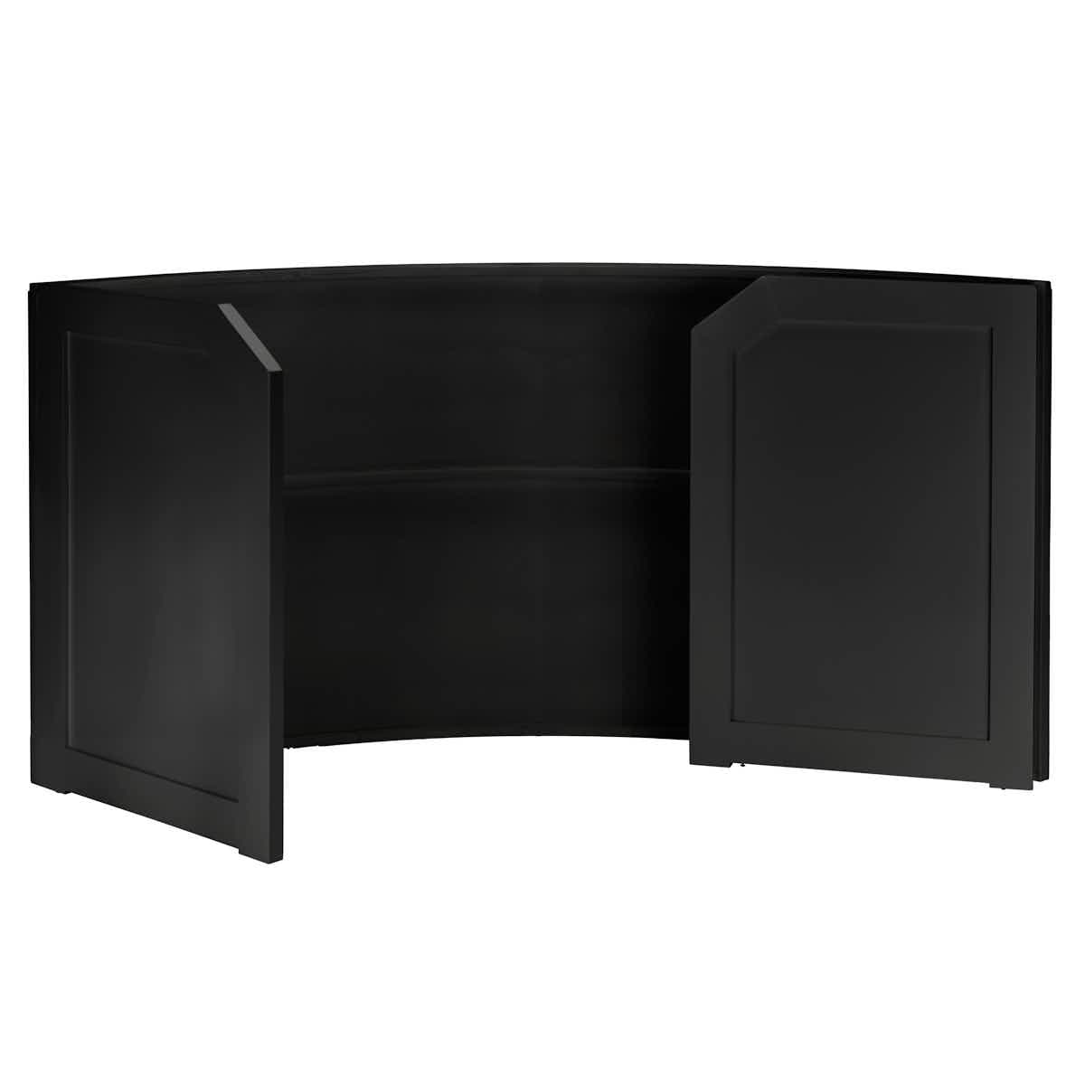Chivari 7' Black Single Panel Quarter Round Serpentine Bar with HPL Flush Top BAR-SERP-84KTFL-BLK-AX-T