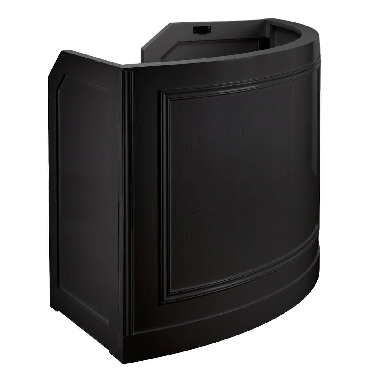 Chivari 7' Black Single Panel Quarter Round Serpentine Bar with HPL Flush Top BAR-SERP-84KTFL-BLK-AX-T
