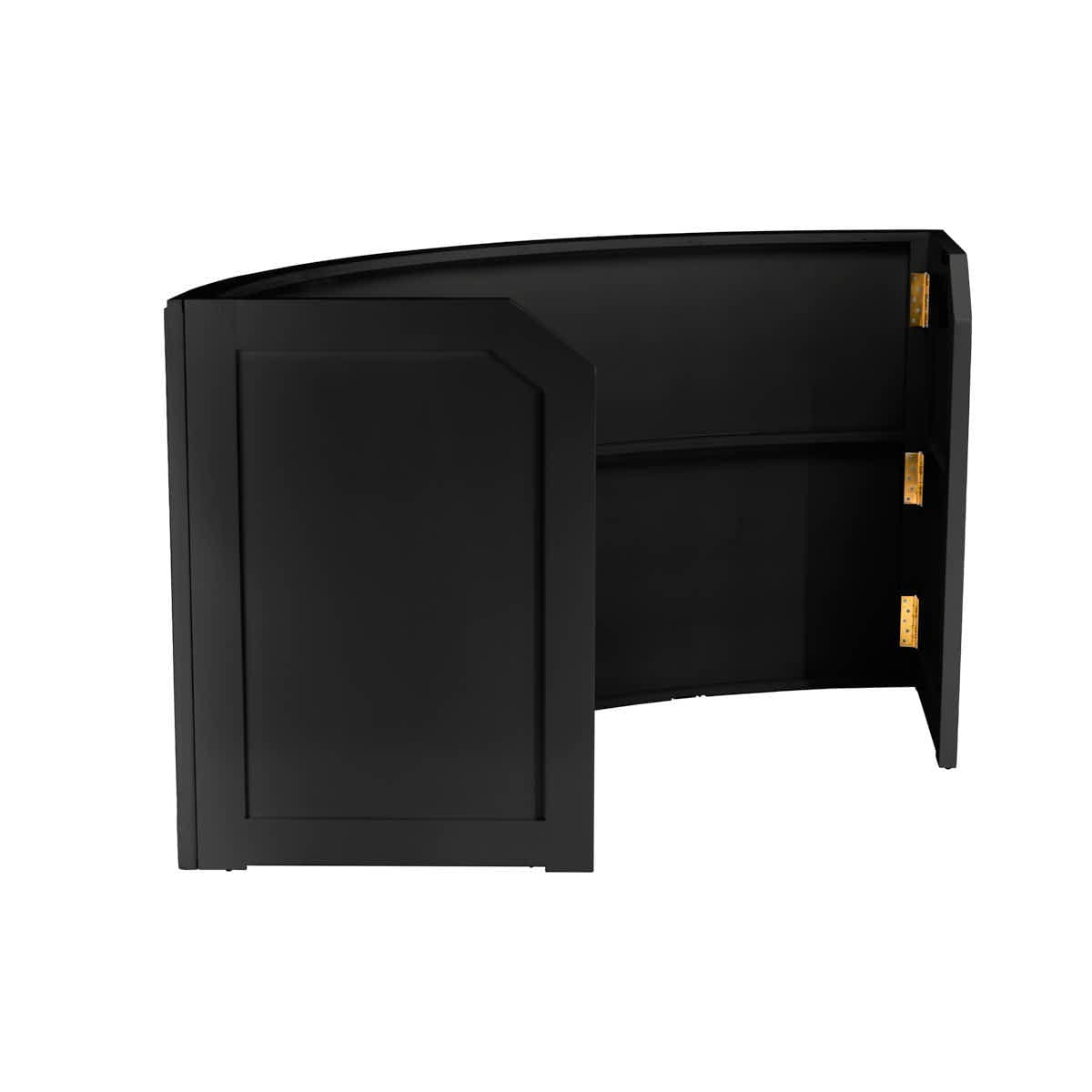 Chivari 7' Black Single Panel Quarter Round Serpentine Bar with HPL Flush Top BAR-SERP-84KTFL-BLK-AX-T