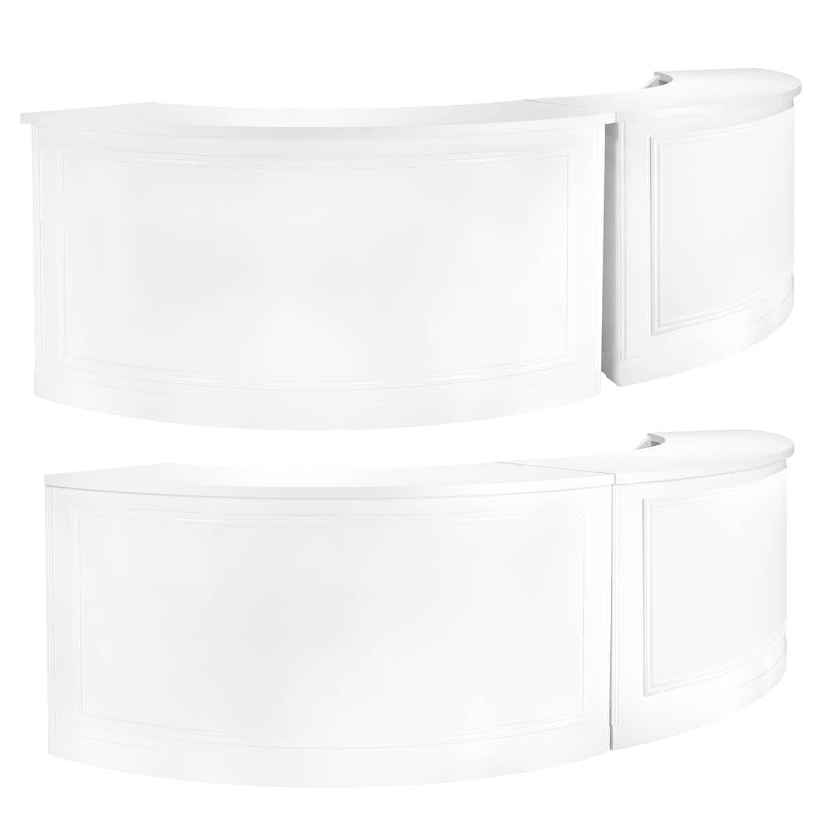 Chivari 7' White Single Panel Quarter Round Serpentine Bar with HPL Flush Top BAR-SERP-84KTFL-WHT-AX-T