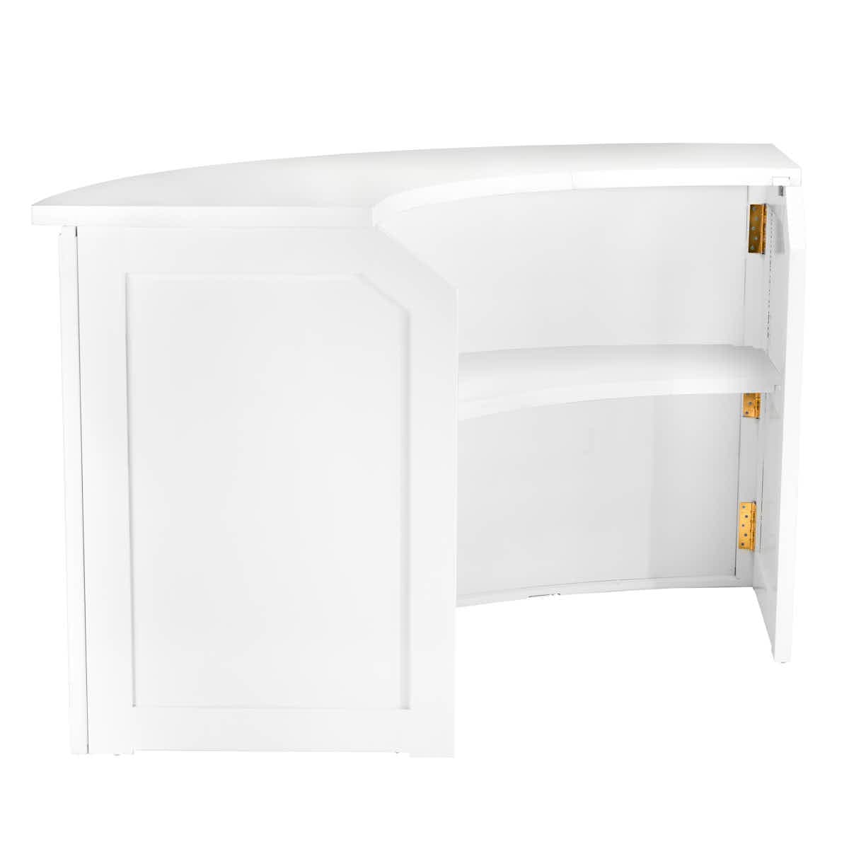 Chivari 7' White Single Panel Quarter Round Serpentine Bar with HPL Flush Top BAR-SERP-84KTFL-WHT-AX-T