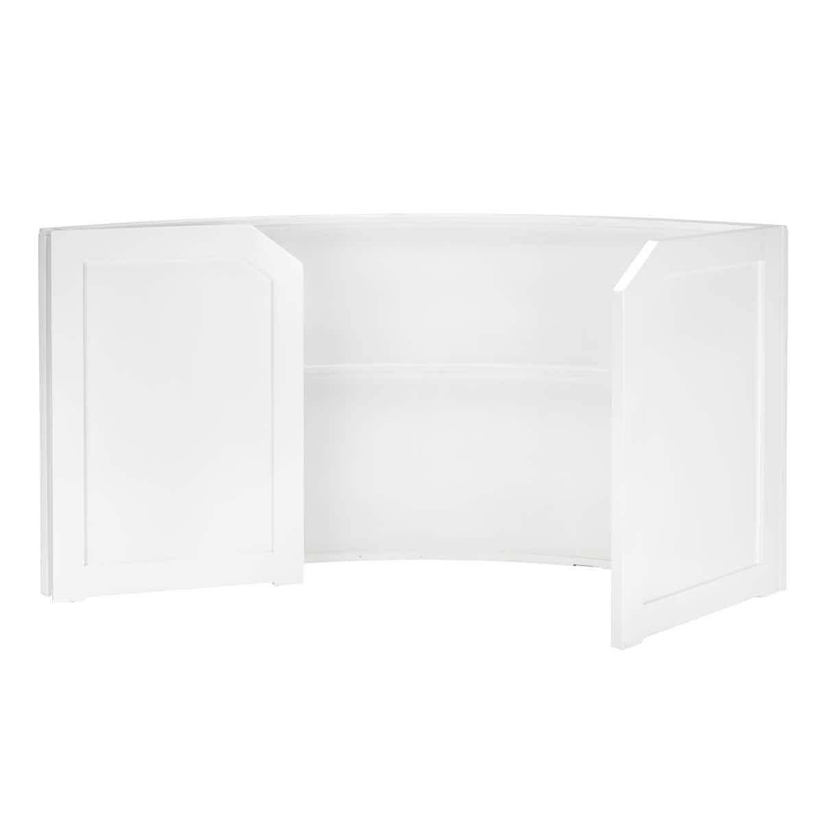 Chivari 7' White Single Panel Quarter Round Serpentine Bar with HPL Flush Top BAR-SERP-84KTFL-WHT-AX-T