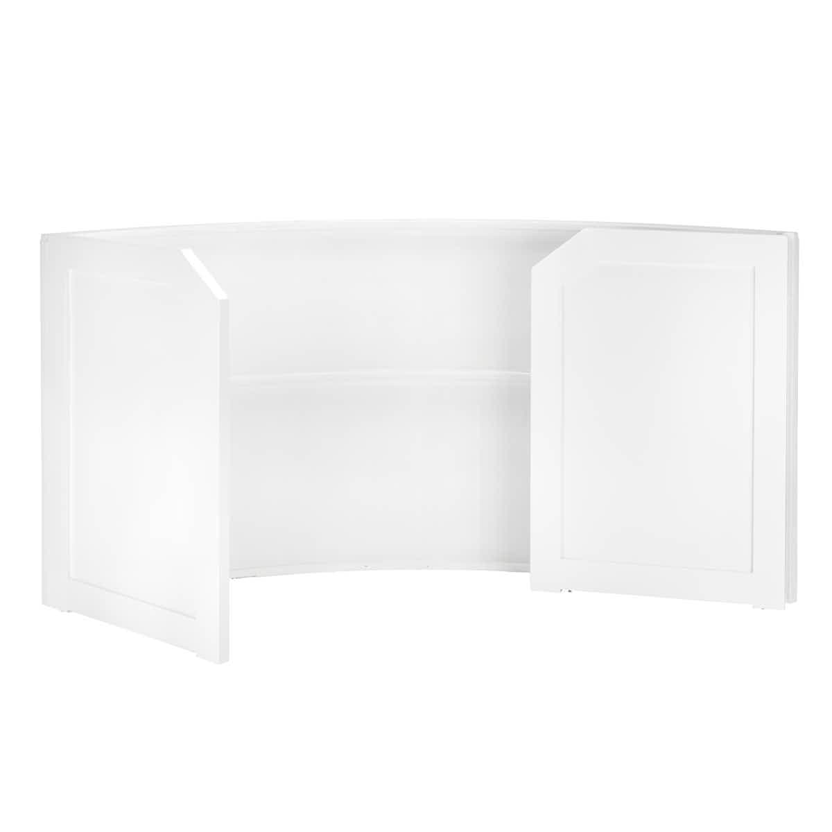 Chivari 7' White Single Panel Quarter Round Serpentine Bar with HPL Flush Top BAR-SERP-84KTFL-WHT-AX-T