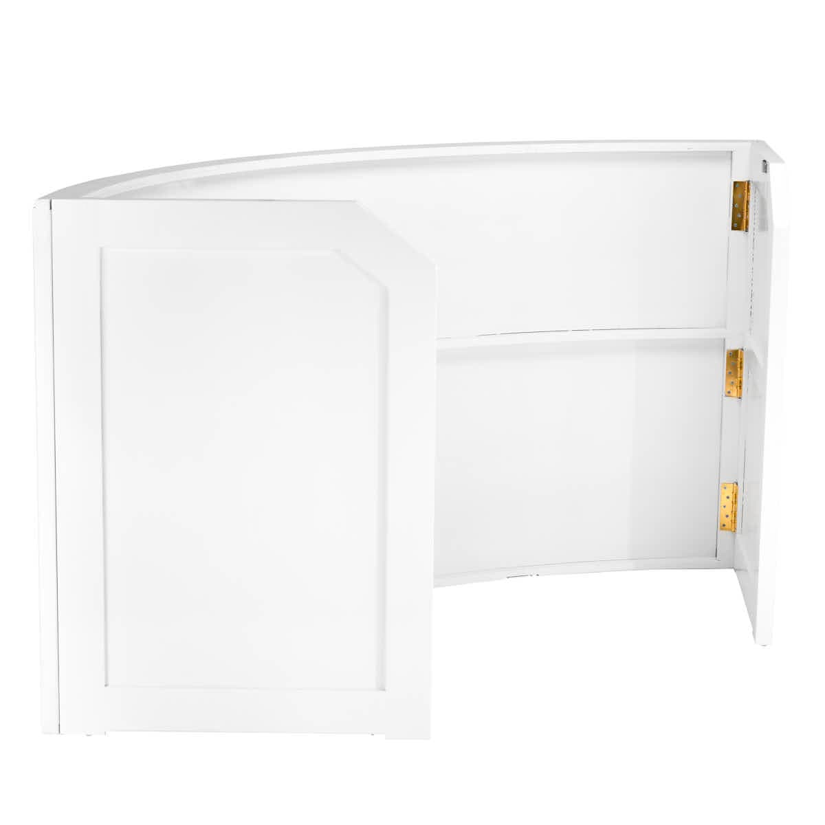 Chivari 7' White Single Panel Quarter Round Serpentine Bar with HPL Flush Top BAR-SERP-84KTFL-WHT-AX-T