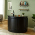 Chivari Scratch and Dent 7' Black 3 Panel Quarter Round Serpentine Bar with HPL Top BAR-SERP3-84KT-BLK-AX-SD