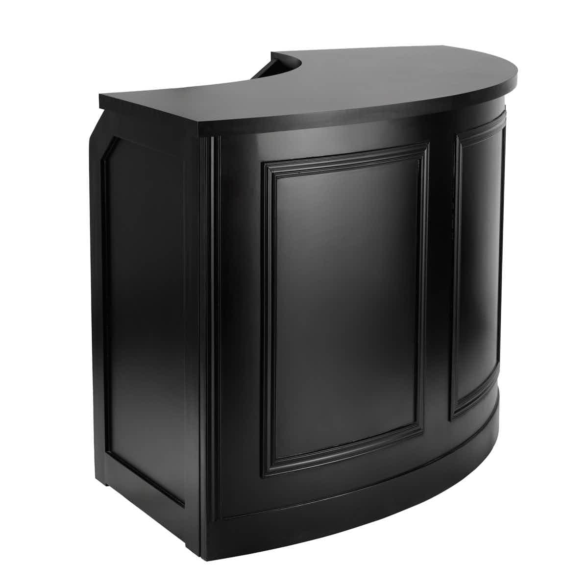 Chivari Scratch and Dent 7' Black 3 Panel Quarter Round Serpentine Bar with HPL Top BAR-SERP3-84KT-BLK-AX-SD