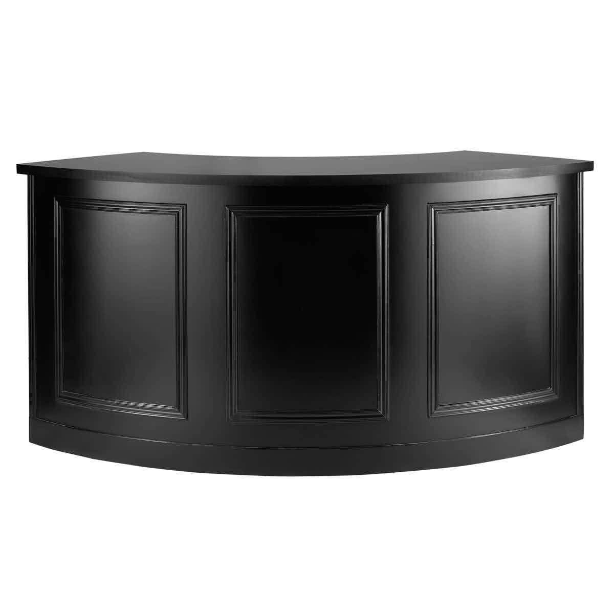 Chivari 7' Black 3 Panel Quarter Round Serpentine Bar with HPL Top BAR-SERP3-84KT-BLK-AX-T