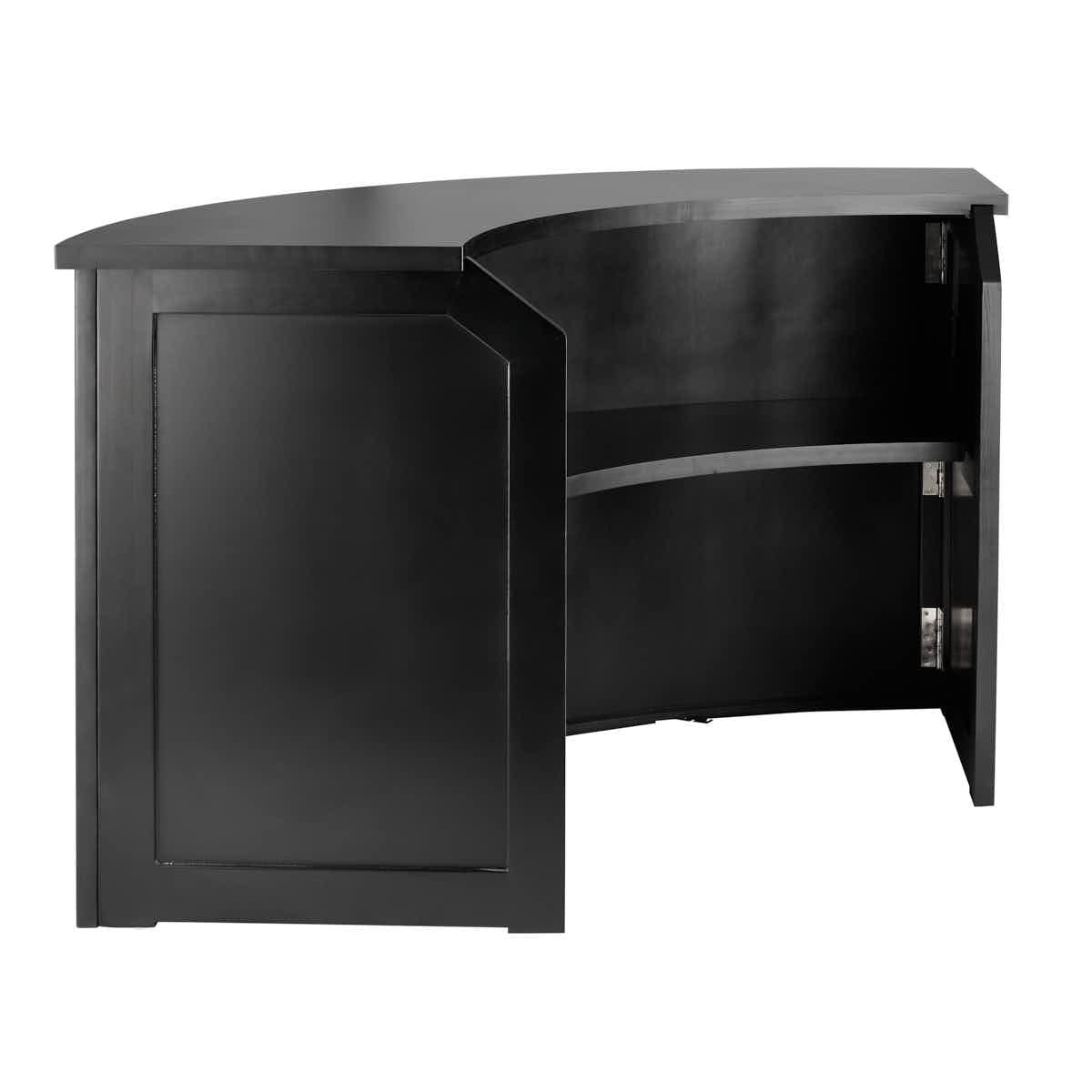 Chivari Scratch and Dent 7' Black 3 Panel Quarter Round Serpentine Bar with HPL Top BAR-SERP3-84KT-BLK-AX-SD