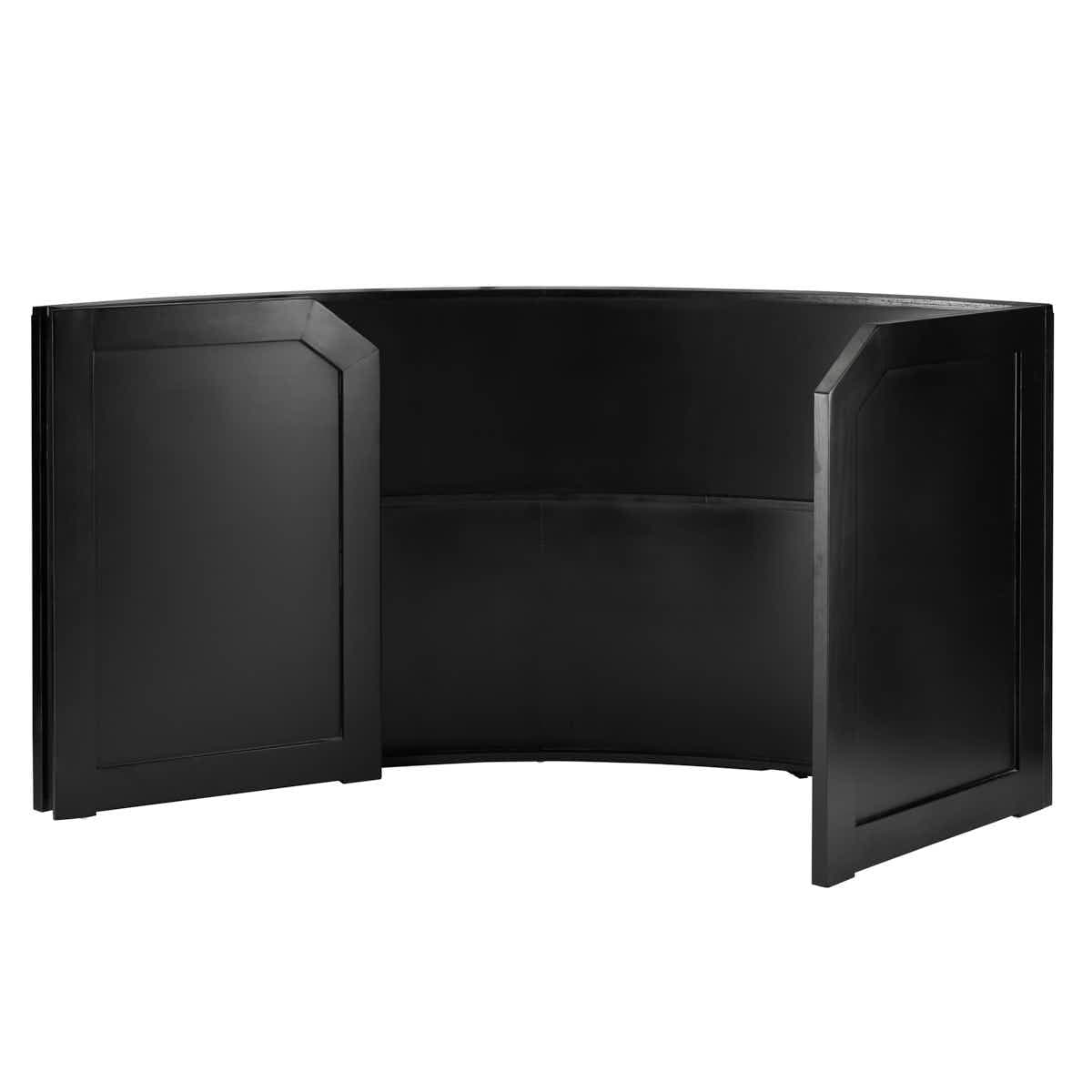 Chivari Scratch and Dent 7' Black 3 Panel Quarter Round Serpentine Bar with HPL Top BAR-SERP3-84KT-BLK-AX-SD