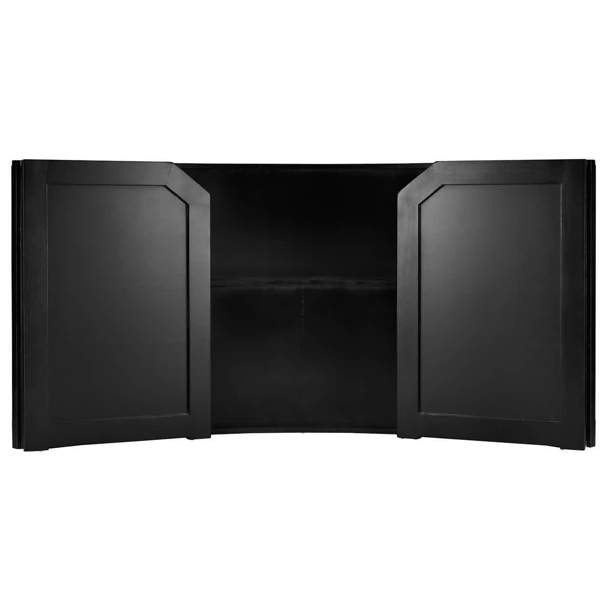 Chivari Scratch and Dent 7' Black 3 Panel Quarter Round Serpentine Bar with HPL Top BAR-SERP3-84KT-BLK-AX-SD