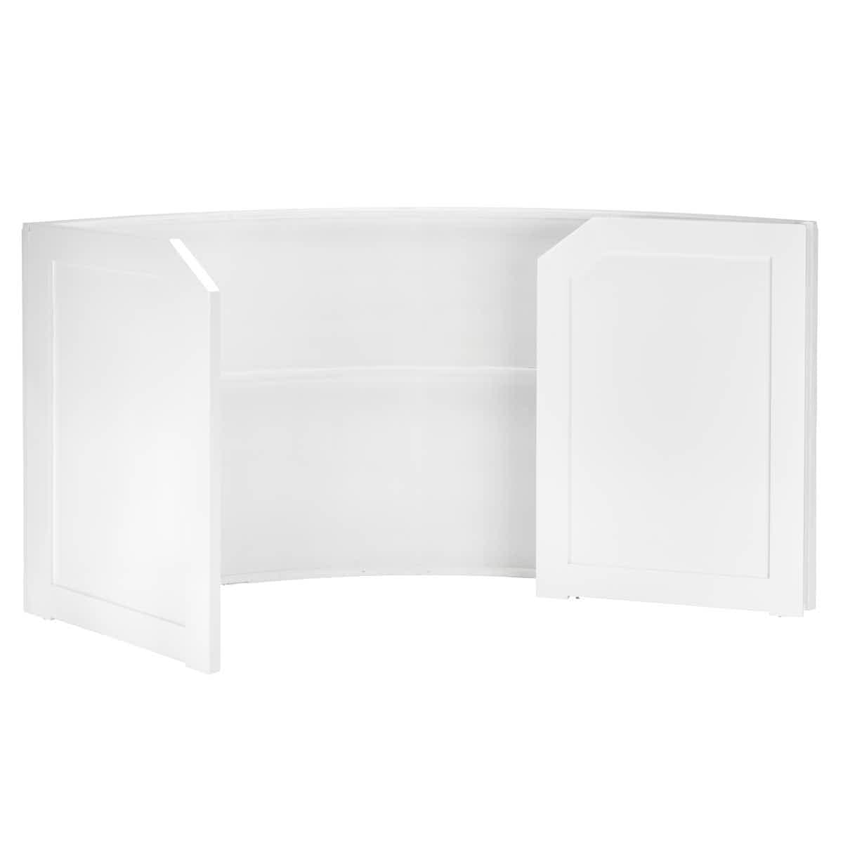 Chivari 7' White 3 Panel Quarter Round Serpentine Bar with HPL Top BAR-SERP3-84KT-WHT-AX-T