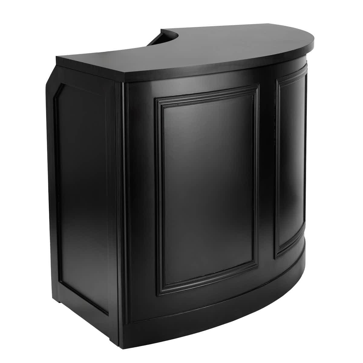 Chivari 7' Black 3 Panel Quarter Round Serpentine Bar with HPL Flush Top BAR-SERP3-84KTFL-BLK-AX-T