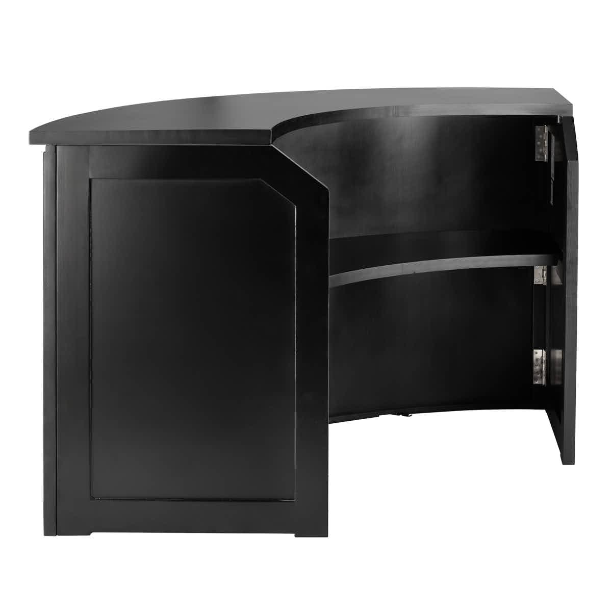 Chivari 7' Black 3 Panel Quarter Round Serpentine Bar with HPL Flush Top BAR-SERP3-84KTFL-BLK-AX-T