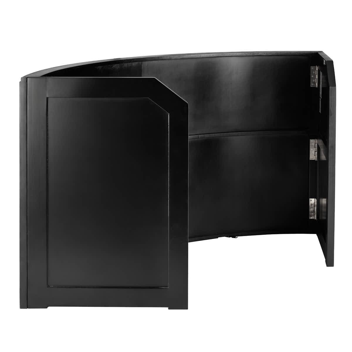 Chivari 7' Black 3 Panel Quarter Round Serpentine Bar with HPL Flush Top BAR-SERP3-84KTFL-BLK-AX-T