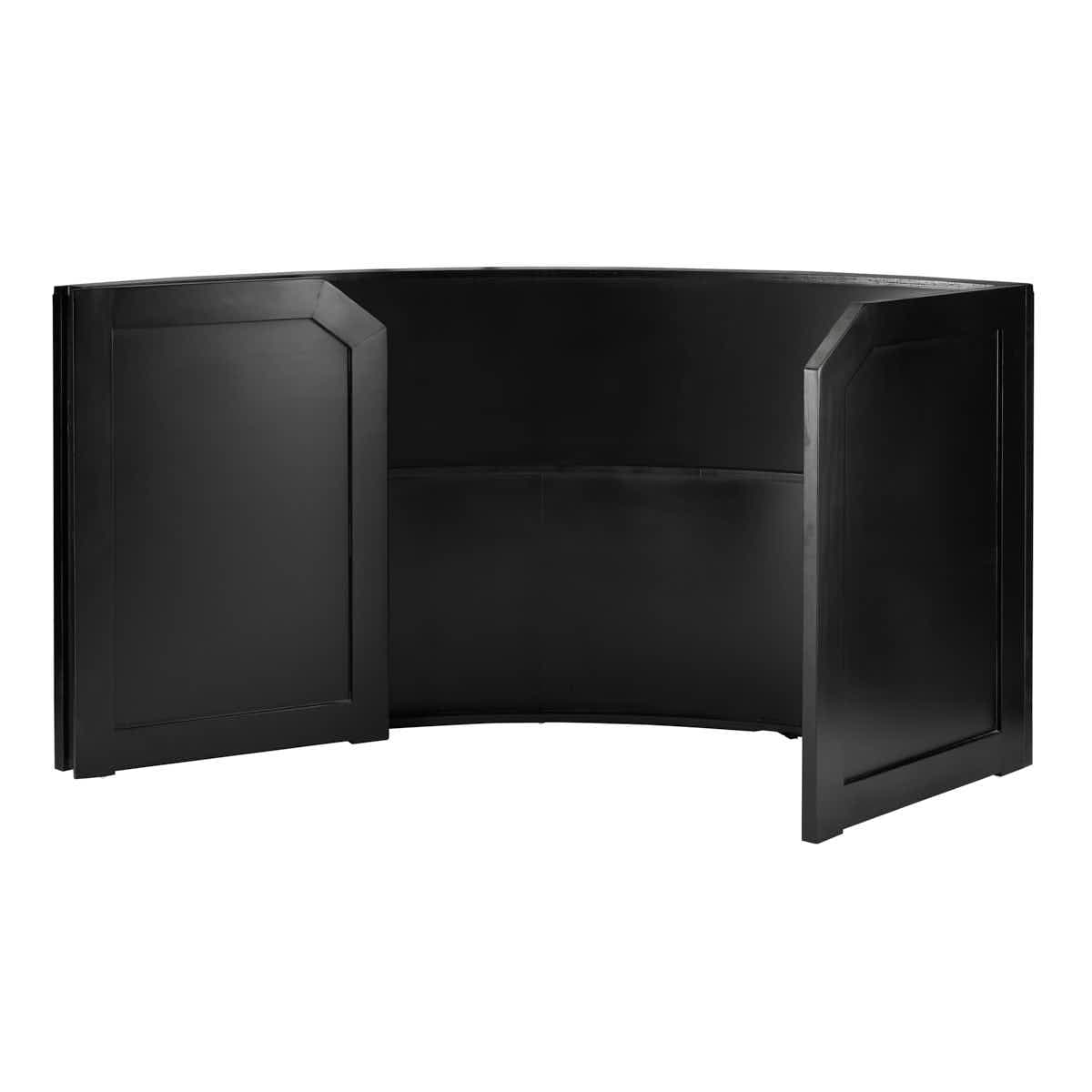 Chivari 7' Black 3 Panel Quarter Round Serpentine Bar with HPL Flush Top BAR-SERP3-84KTFL-BLK-AX-T