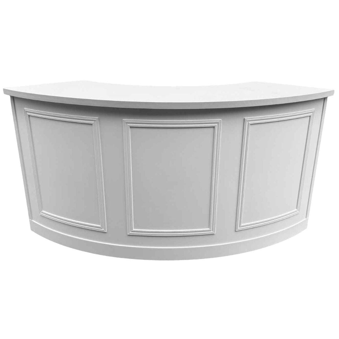 Chivari 7' White 3 Panel Quarter Round Serpentine Bar with HPL Top BAR-SERP3-84KT-WHT-AX-T