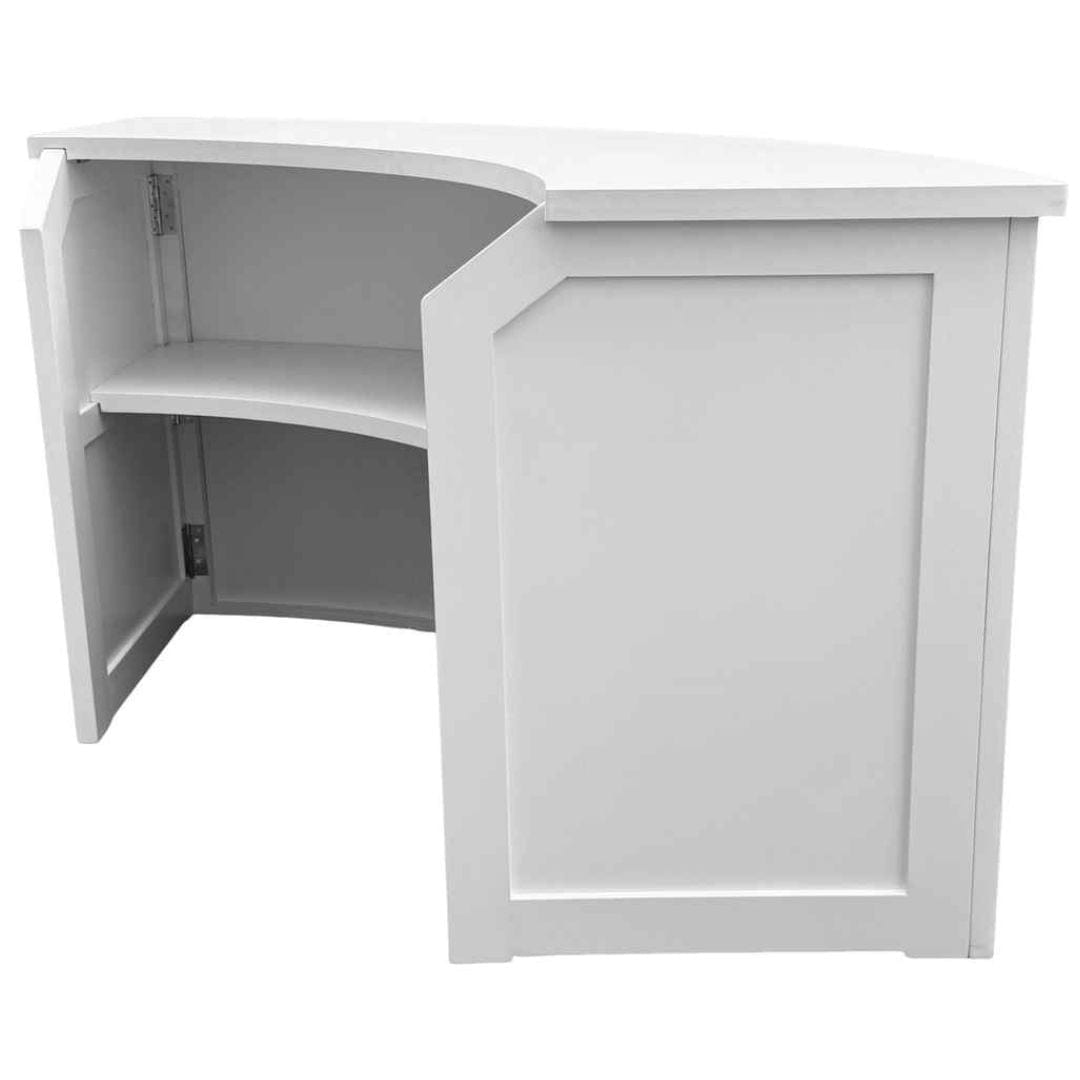 Chivari 7' White 3 Panel Quarter Round Serpentine Bar with HPL Top BAR-SERP3-84KT-WHT-AX-T