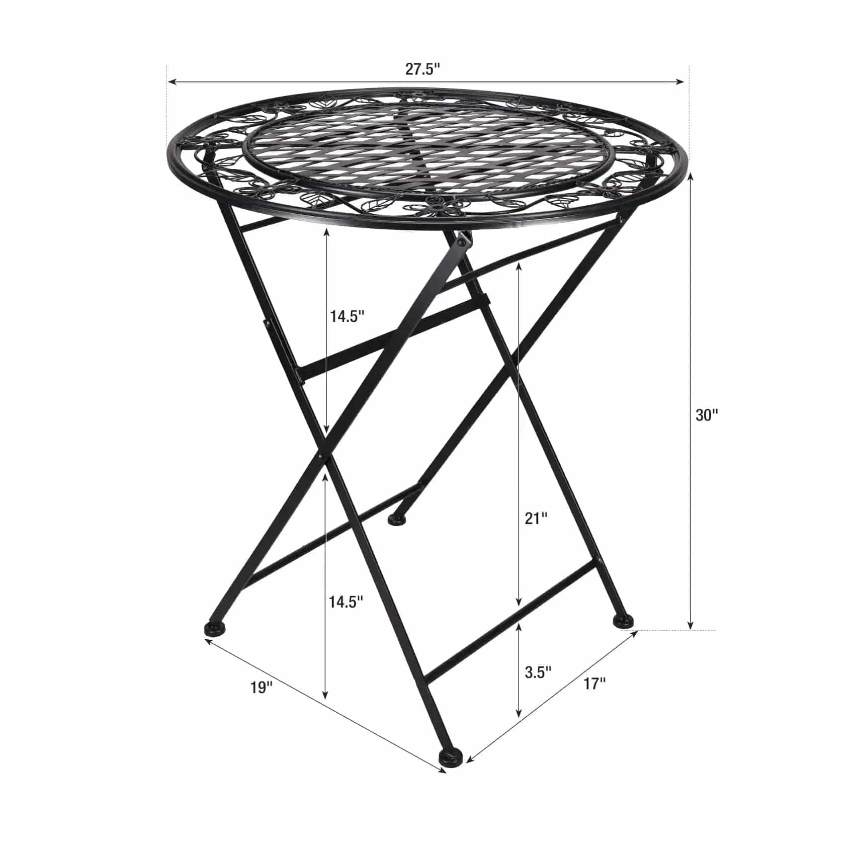 Chivari 28" Rustic Matte Black Barcelona Bistro Table TBBMB-AX-T
