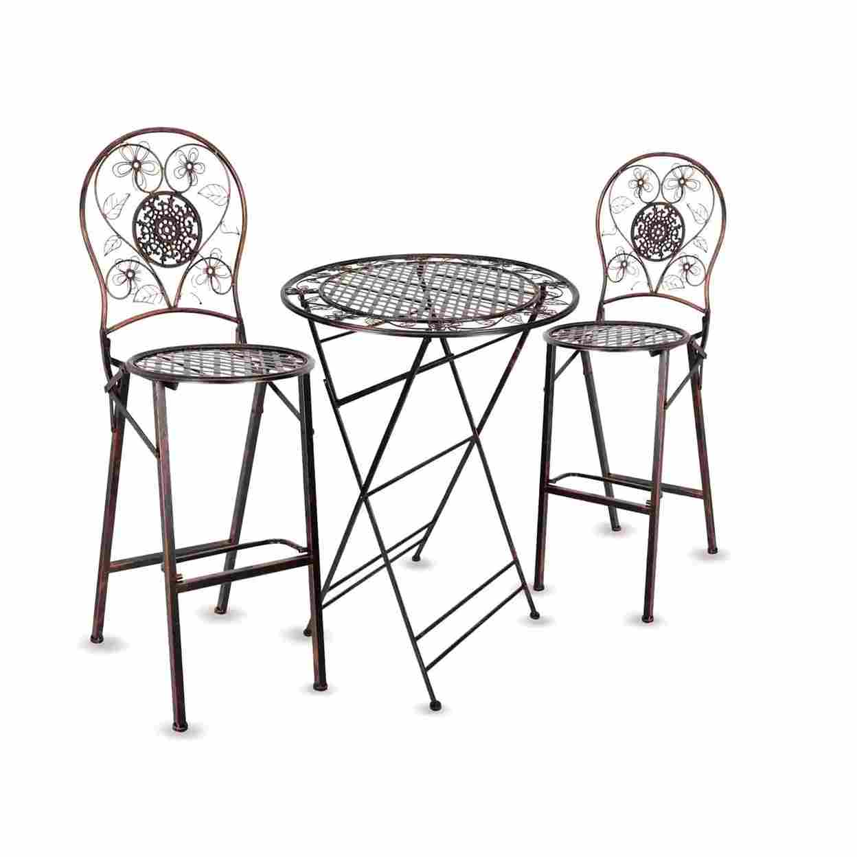 Chivari Barcelona Bistro Set in Bronze includes 32" Cocktail Table and 2 Round Barstools BBBMRBR-KT-AX