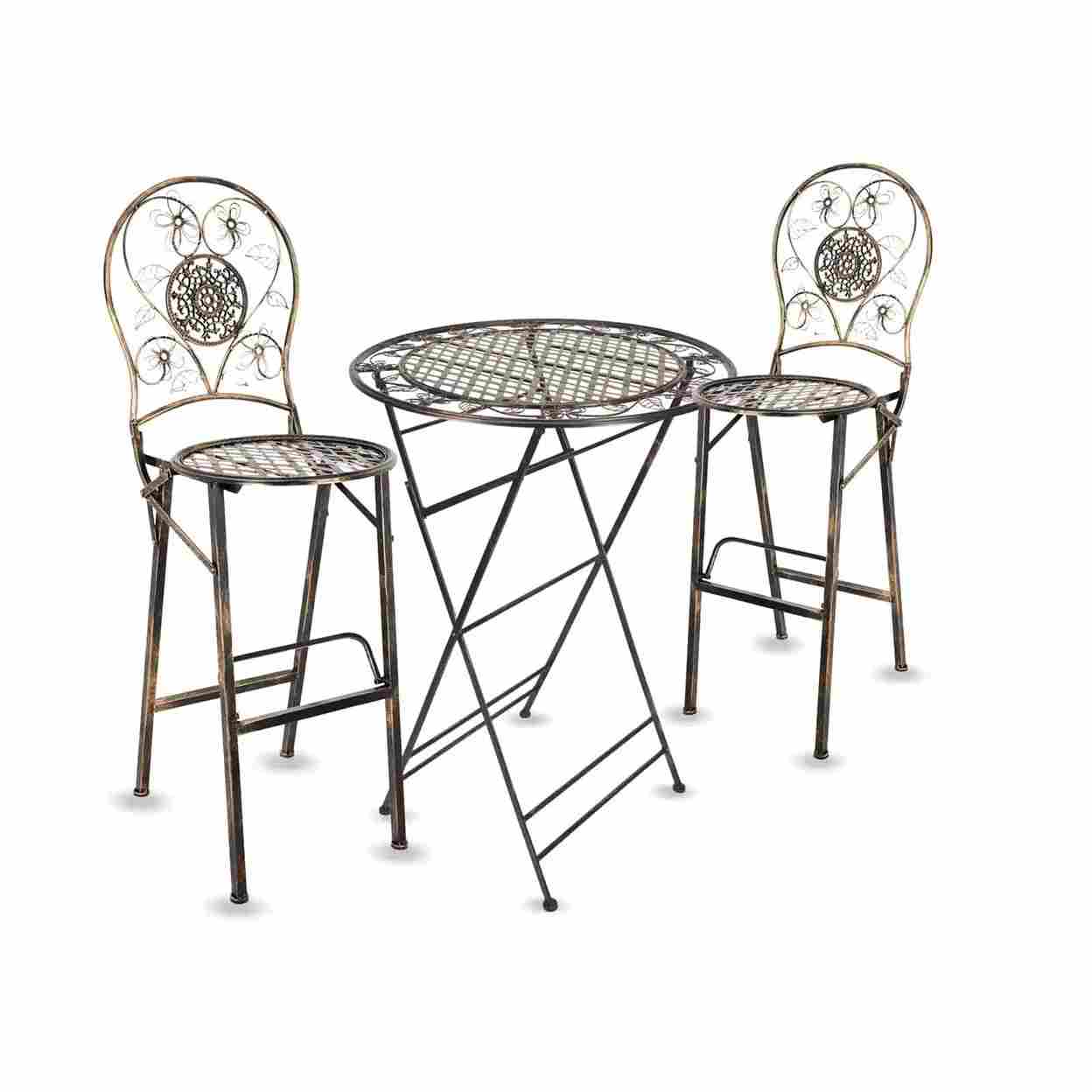 Chivari Barcelona Bistro Set in Copper includes 32" Cocktail Table and 2 Round Barstools BBBMRC-KT-AX