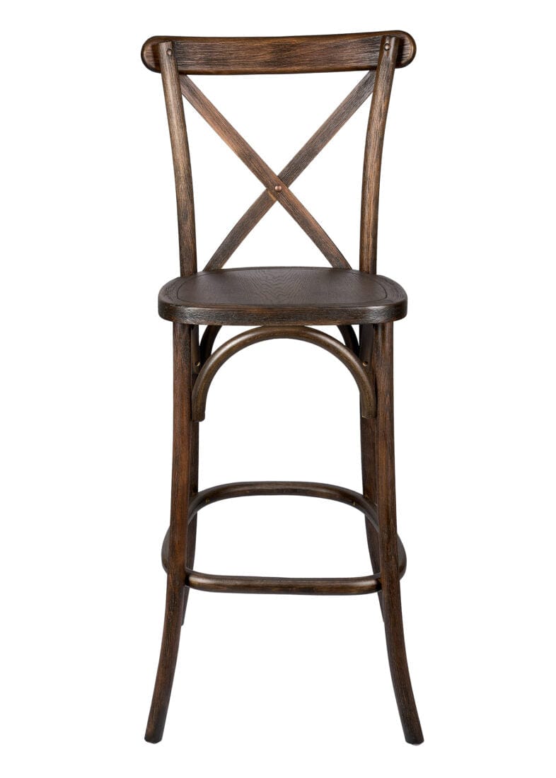Chivari Fruitwood Wood Cross Back Barstool BXWF-ZG-T