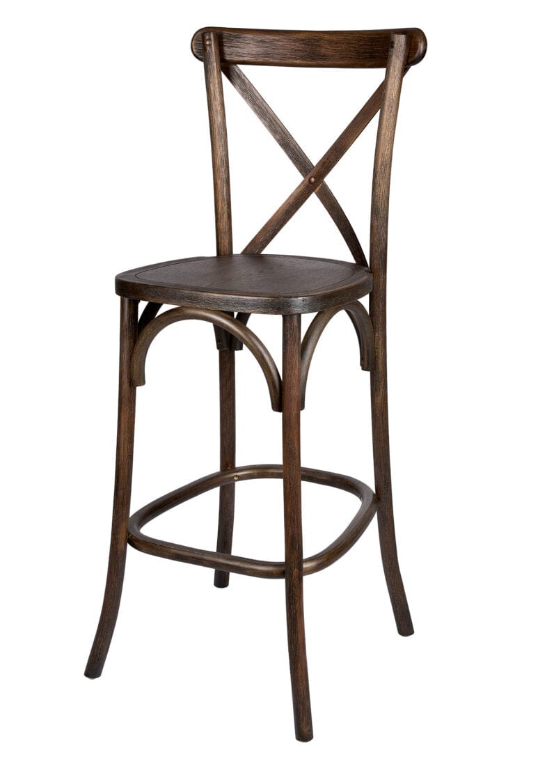 Chivari Fruitwood Wood Cross Back Barstool BXWF-ZG-T