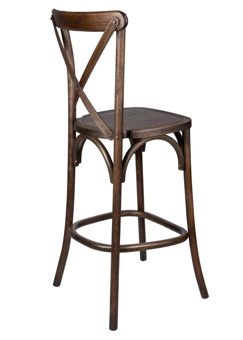 Chivari Fruitwood Wood Cross Back Barstool BXWF-ZG-T