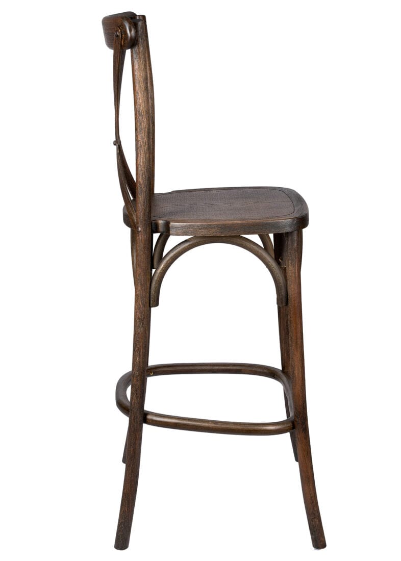 Chivari Fruitwood Wood Cross Back Barstool BXWF-ZG-T