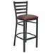 Chivari Ladder Back Bar Stool with Black Frame and Brown Vinyl Seat BLMBVBR-ZF-KT