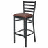 Chivari Ladder Back Bar Stool with Black Frame and Brown Vinyl Seat BLMBVBR-ZF-KT