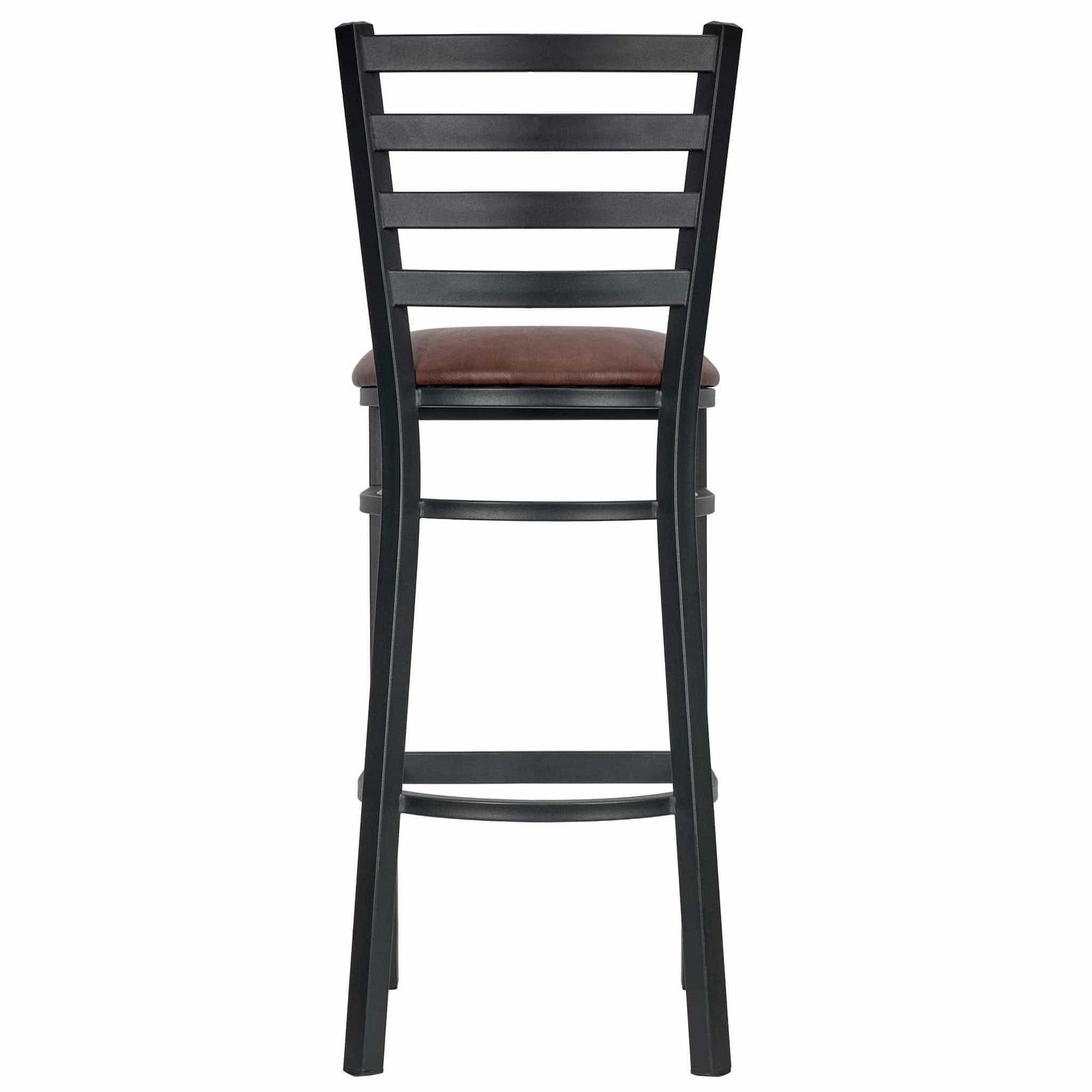 Chivari Ladder Back Bar Stool with Black Frame and Brown Vinyl Seat BLMBVBR-ZF-KT