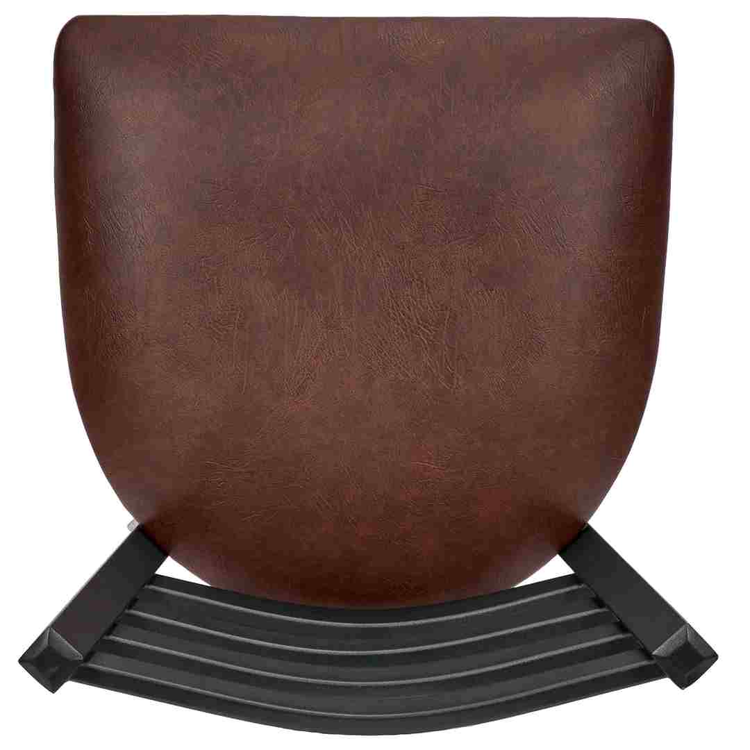 Chivari Ladder Back Bar Stool with Black Frame and Brown Vinyl Seat BLMBVBR-ZF-KT