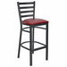 Chivari Ladder Back Bar Stool with Black Frame and Burgundy Vinyl Seat BLMBVBU-ZF-KT