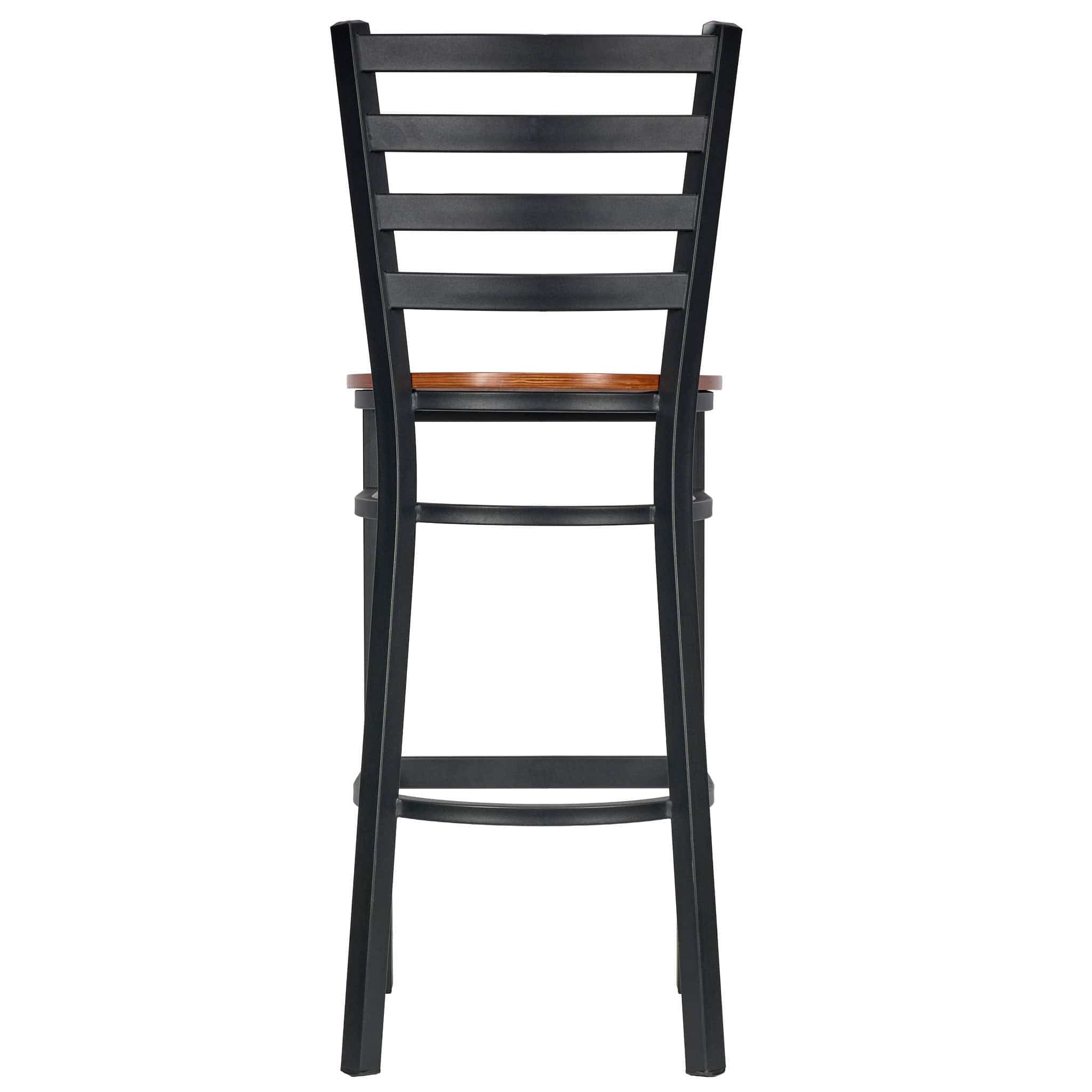 Chivari Ladder Back Bar Stool with Black Frame and Cherry Wood Seat BLMBWCW-ZF-KT
