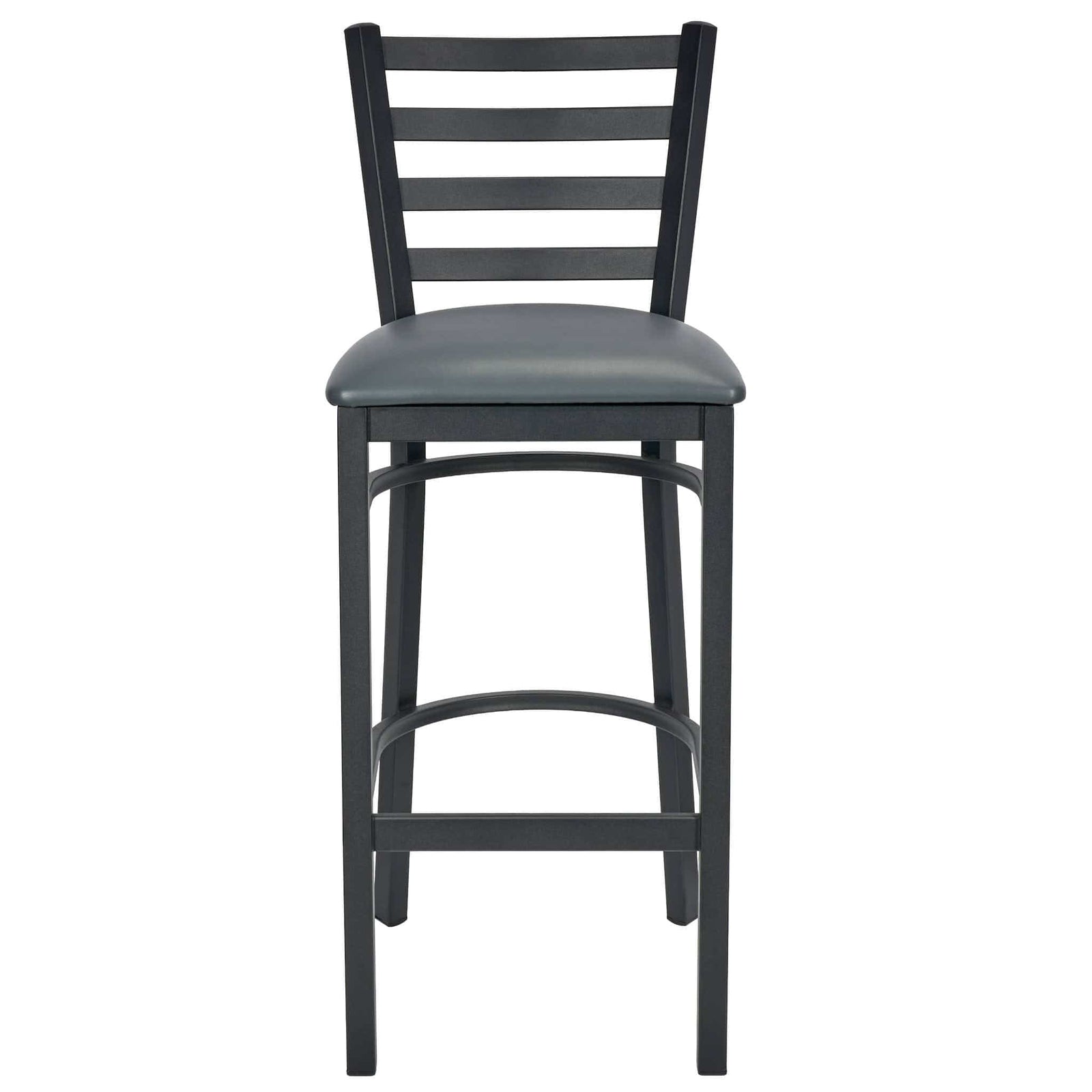 Chivari Ladder Back Bar Stool with Black Frame and Dark Gray Vinyl Seat BLMBVDG-ZF-KT