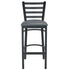 Chivari Ladder Back Bar Stool with Black Frame and Dark Gray Vinyl Seat BLMBVDG-ZF-KT