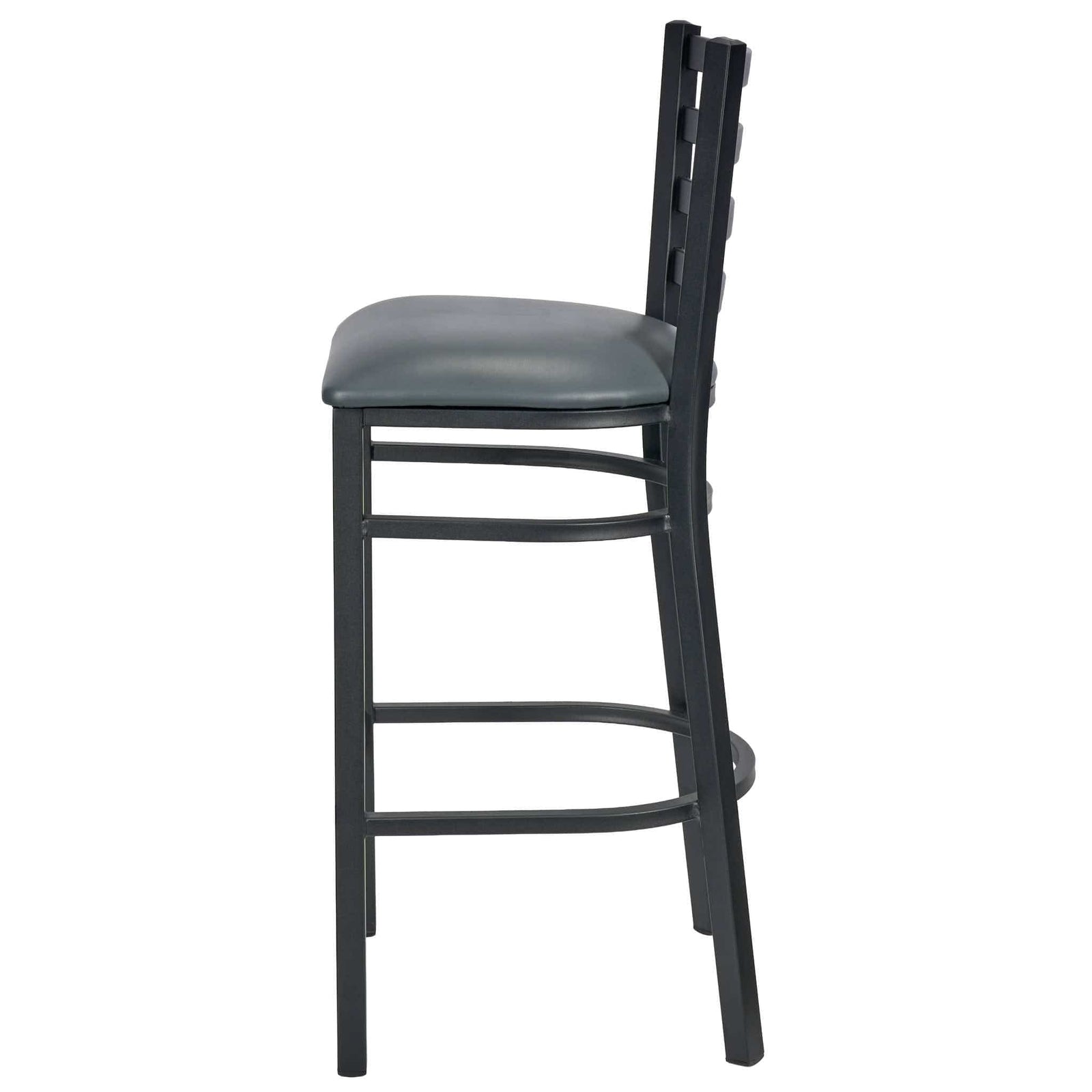 Chivari Ladder Back Bar Stool with Black Frame and Dark Gray Vinyl Seat BLMBVDG-ZF-KT