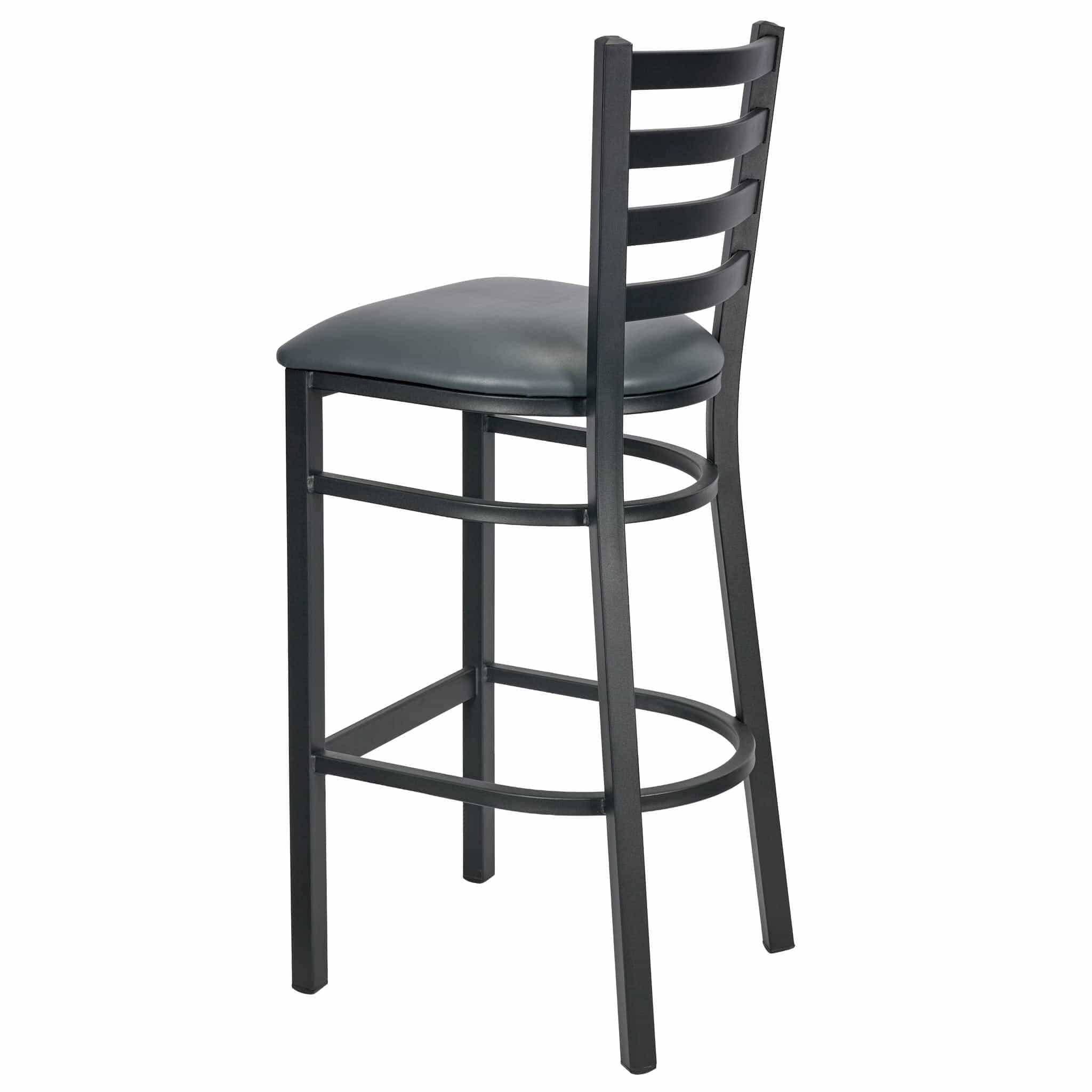 Chivari Ladder Back Bar Stool with Black Frame and Dark Gray Vinyl Seat BLMBVDG-ZF-KT