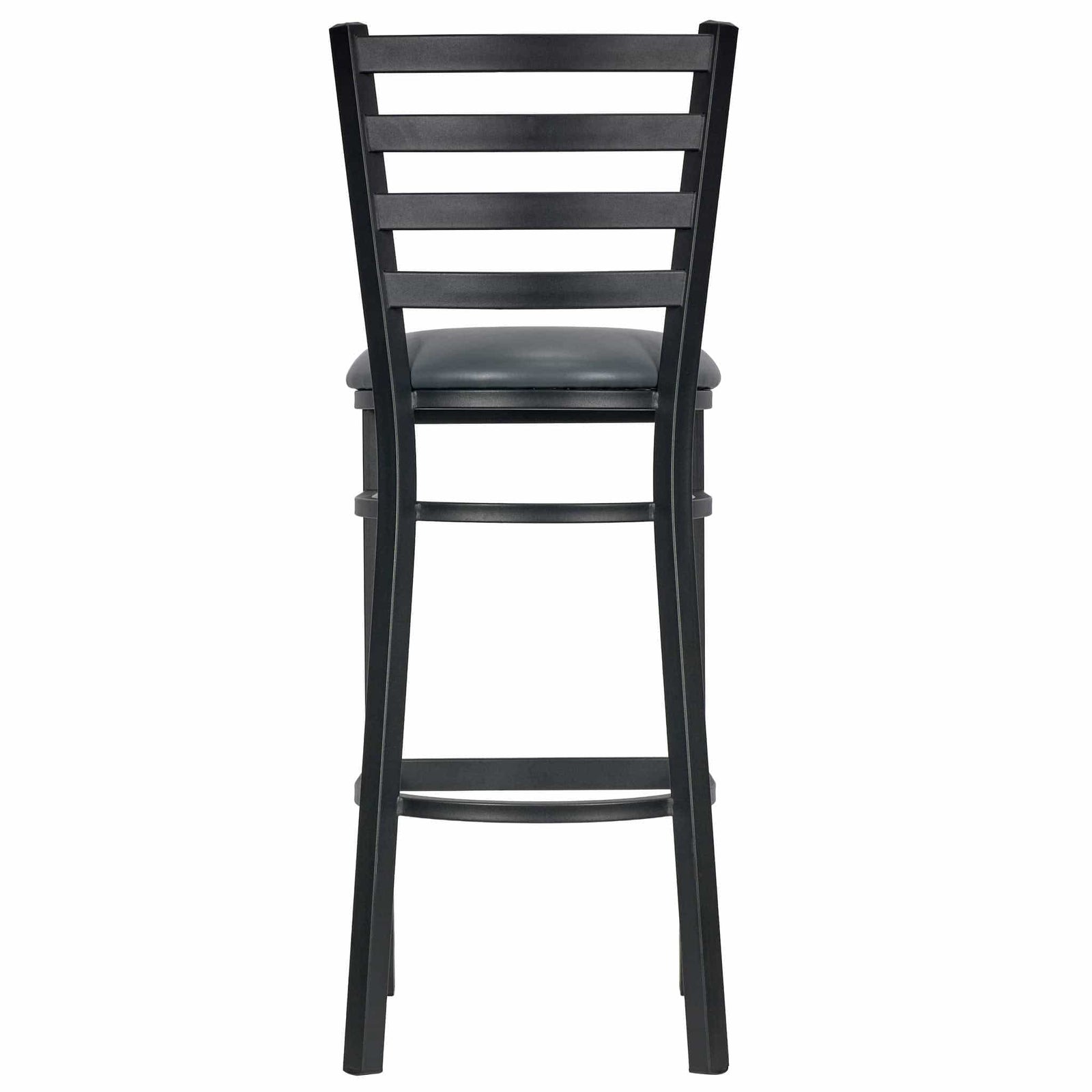 Chivari Ladder Back Bar Stool with Black Frame and Dark Gray Vinyl Seat BLMBVDG-ZF-KT