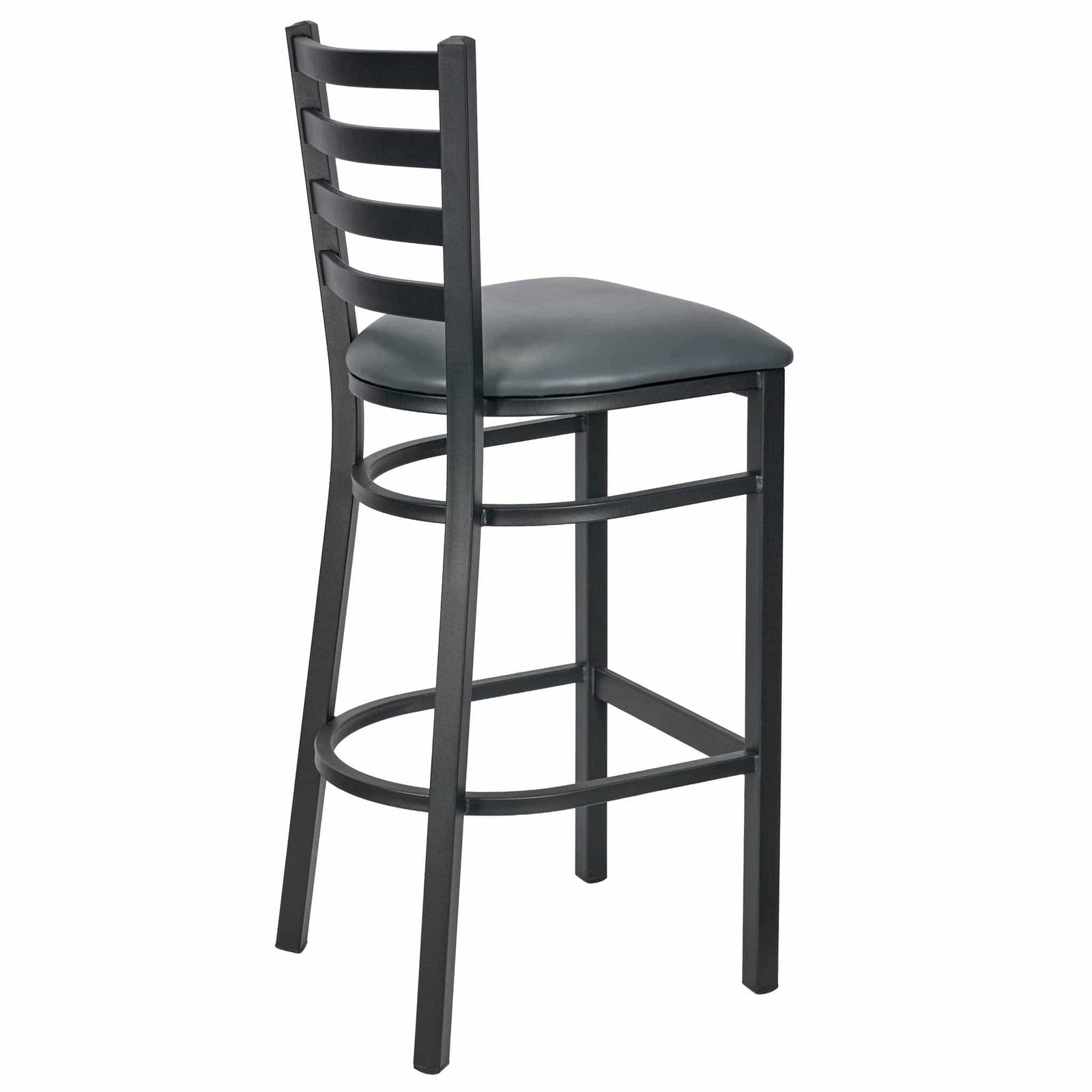Chivari Ladder Back Bar Stool with Black Frame and Dark Gray Vinyl Seat BLMBVDG-ZF-KT