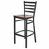 Ladder Back Bar Stool with Black Frame and Dark Wood Seat