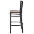 Ladder Back Bar Stool with Black Frame and Dark Wood Seat