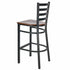 Ladder Back Bar Stool with Black Frame and Dark Wood Seat