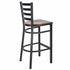 Ladder Back Bar Stool with Black Frame and Dark Wood Seat