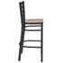Ladder Back Bar Stool with Black Frame and Dark Wood Seat